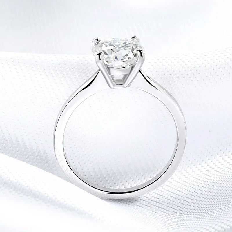 White Gold 2ct 100% Moissanite Engagement Ring for Women S925 Sterling Silver Lab Diamond Promise Wedding Band Jewelry