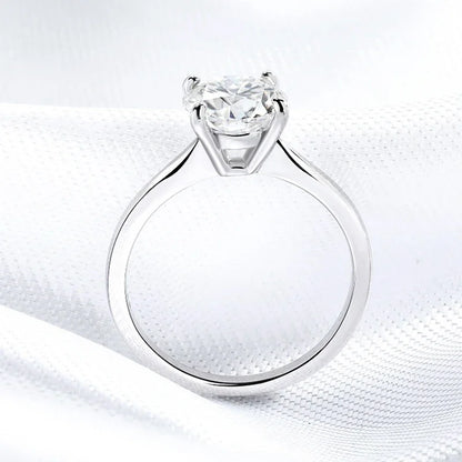 White Gold 2ct 100% Moissanite Engagement Ring for Women S925 Sterling Silver Lab Diamond Promise Wedding Band Jewelry