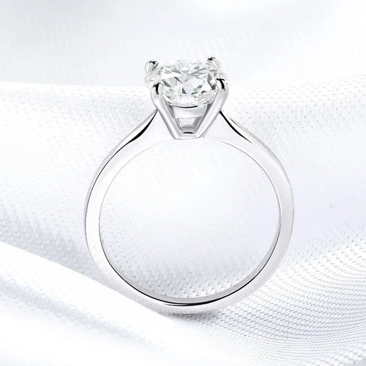White Gold 2ct 100% Moissanite Engagement Ring for Women S925 Sterling Silver Lab Diamond Promise Wedding Band Jewelry