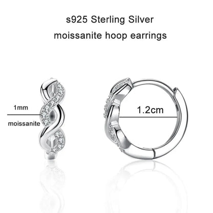 GRA Certified Moissanite Hoop Earrings for Women s925 Sterling Silver Plated 18k White Gold Wedding Huggie Earrings