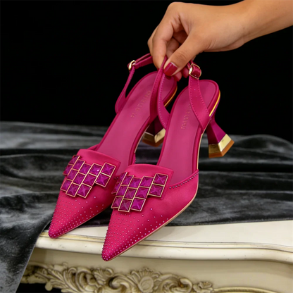 2026 Chic Italian Pointed Toe High Heels with Elegant Rhinestone Accents - Stylish Women's Footwear Perfect for Parties