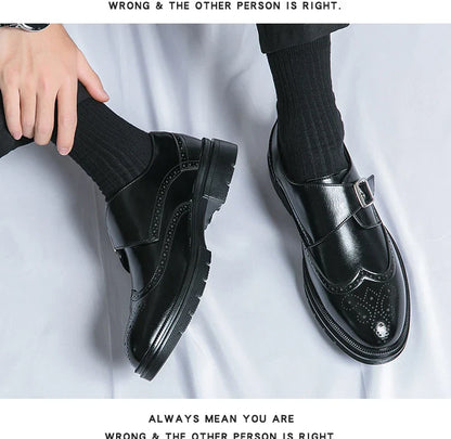 Fashion Formal Wedding Shoes Men Trend Casual Business Leather Shoes For Men High Quality Social Brogues Leather Shoes Male