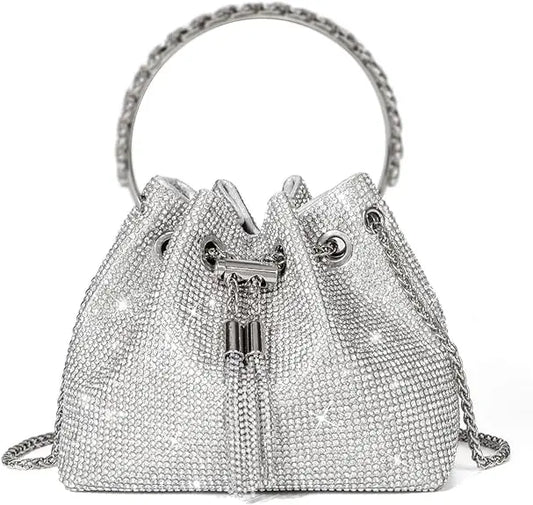 2024 Classical Rhinestone Diomand Bucket Bling Handbag Purse Bolsa Evening Party Purse for Women