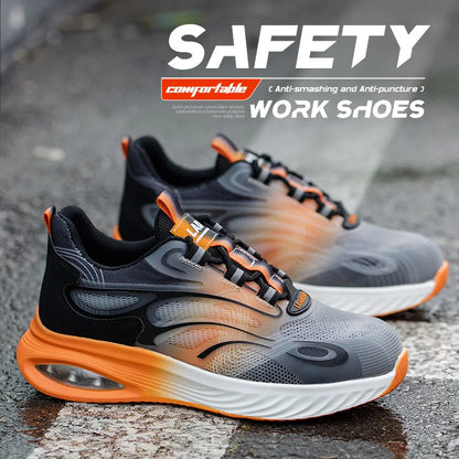 Light And Soft Cushioned Men's Safety Shoes, Anti Smash And Anti Puncture Comfortable And Breathable Work Shoes