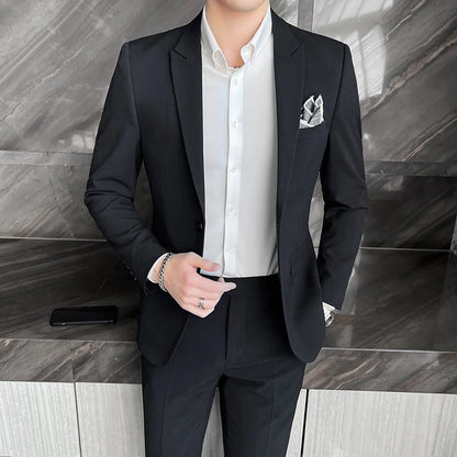 2025 Men's Business Suit Slim-fit Wedding Dress Two-piece Set M-4XL Stylish Handsome All-in-one Banquet Trousers