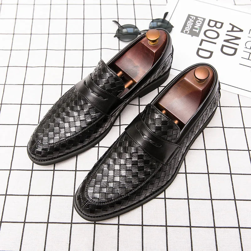 Mens Leather Designer Brand Casual Classic for Men Smile Breathable Office Loafers Formal Business Footwear Dress Shoes Flats 48
