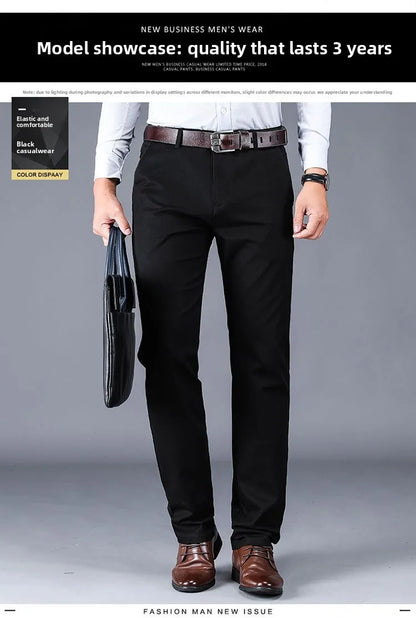 Men's Business Casual Pants Spring Summer Elastic Trousers Office Suit Pant Quick Dry Formal Stretch Pant Breathable Comfortable
