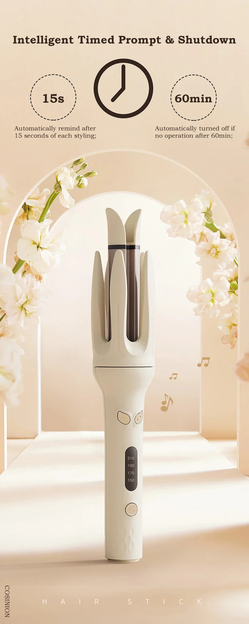 Negative Ions Automatic Hair Curler 28mm Electric Ceramic Curling Hair Stick Rotating Curl Waves Anti-Tangle Curling Iron Styler