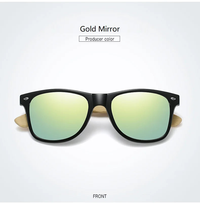 Fashion Bamboo Wood Vintage Square Sunglasses Men Women Luxury Brand Designer Sun Glasses Wooden Driving Fishing Eyewear