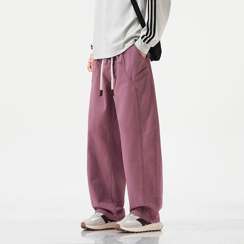 High Quality 100% Cotton Work Pants Men Casual Straight Trousers Y2K Man Plus Size Cargo Pants Fashion Solid Workout Pants