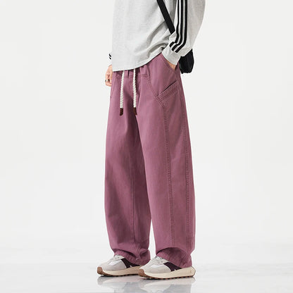 High Quality 100% Cotton Work Pants Men Casual Straight Trousers Y2K Man Plus Size Cargo Pants Fashion Solid Workout Pants