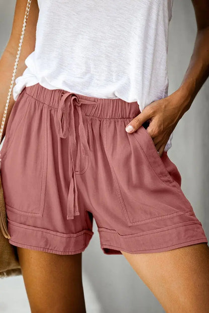 Casual Shorts for Women's 2023 Summer New European and American High Waisted Lace Up Loose Twill Wide Leg Pants