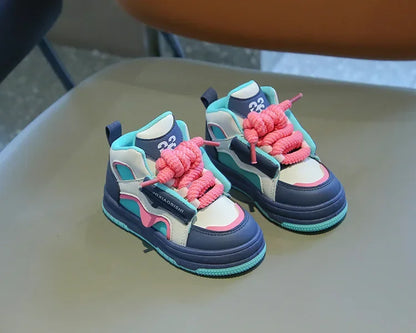 Children Tennis Shoes Spring Autumn Patchwork Leather Sports Shoes for Boy Girl Causal Versatile Kids Fashion Running Sneakers