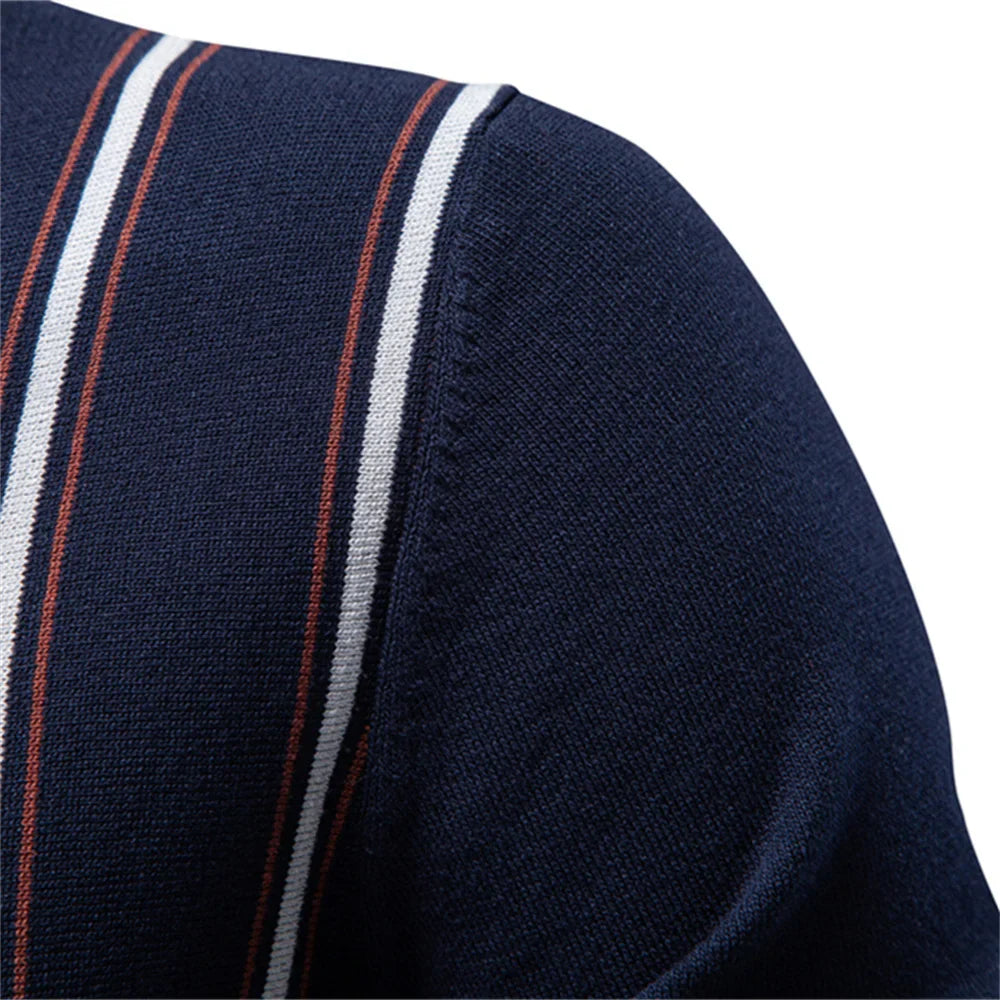 Men's Stripe Polo Shirt Old Money Style Short Sleeve Soft Breathable Casual Elegant Fabric for Comfortable Wear