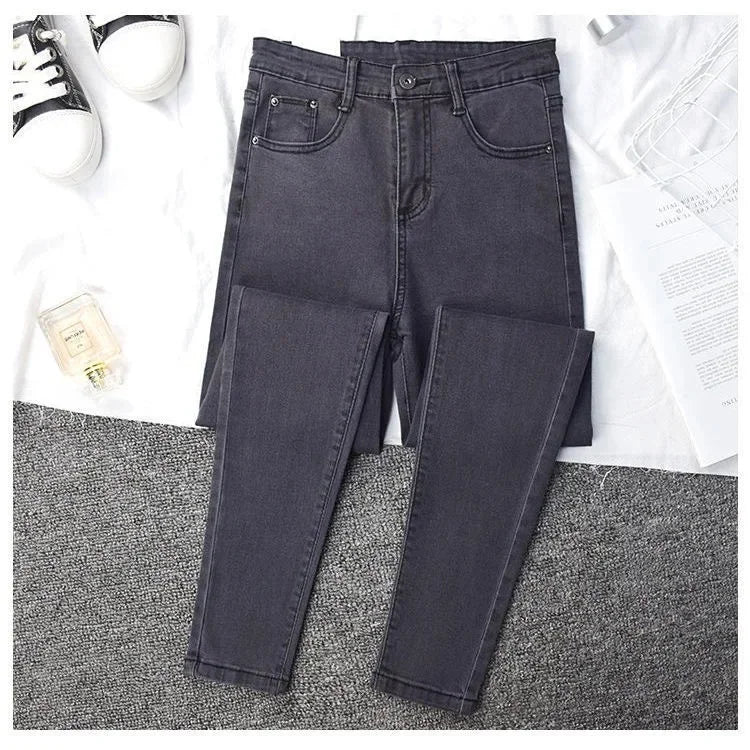 Women's Spring Autumn Style Slim Fit Trendy Denim Pants