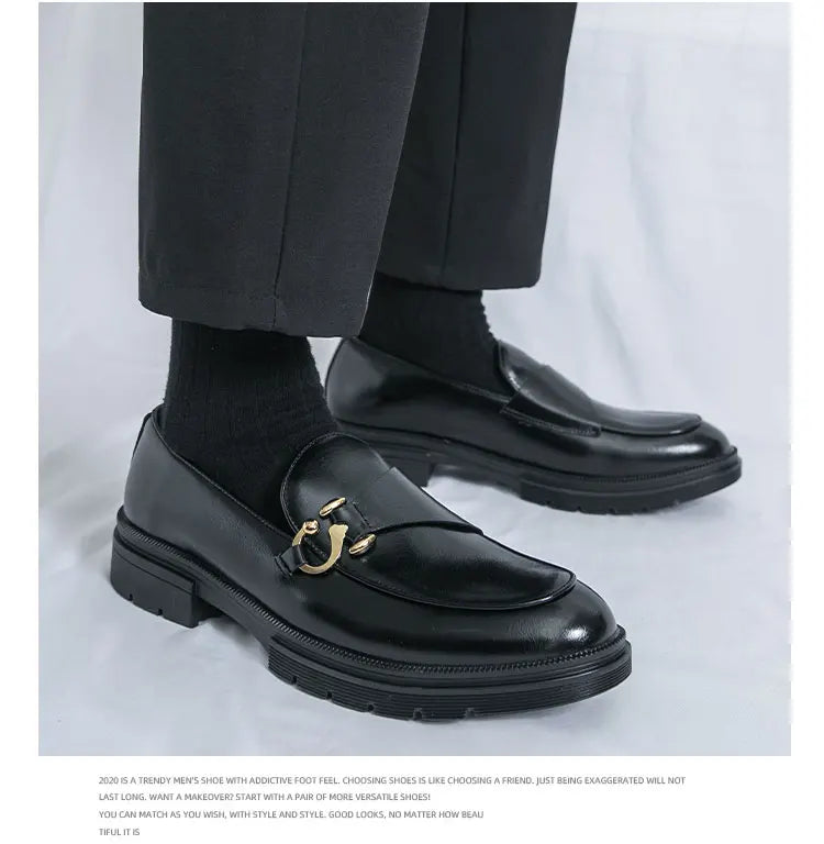 Men's Leather Loafers Slip On Office Casual Business Leather Shoes For Men Wedding Oxford Shoes Male Party Formal Derby Shoe Man