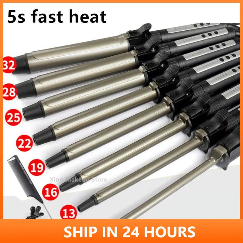 19mm 25mm 32mm Ceramic Hair Curler Automatic Rotating Curling Iron Temperature Display Hair Curler Anti Scalding Professional