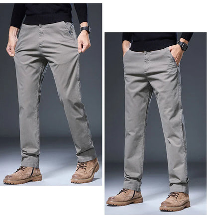 Spring Autumn Male Casual Pants Korean Mens Clothing Business Straight Work Trousers Solid Color Classic Versatile Man Pants