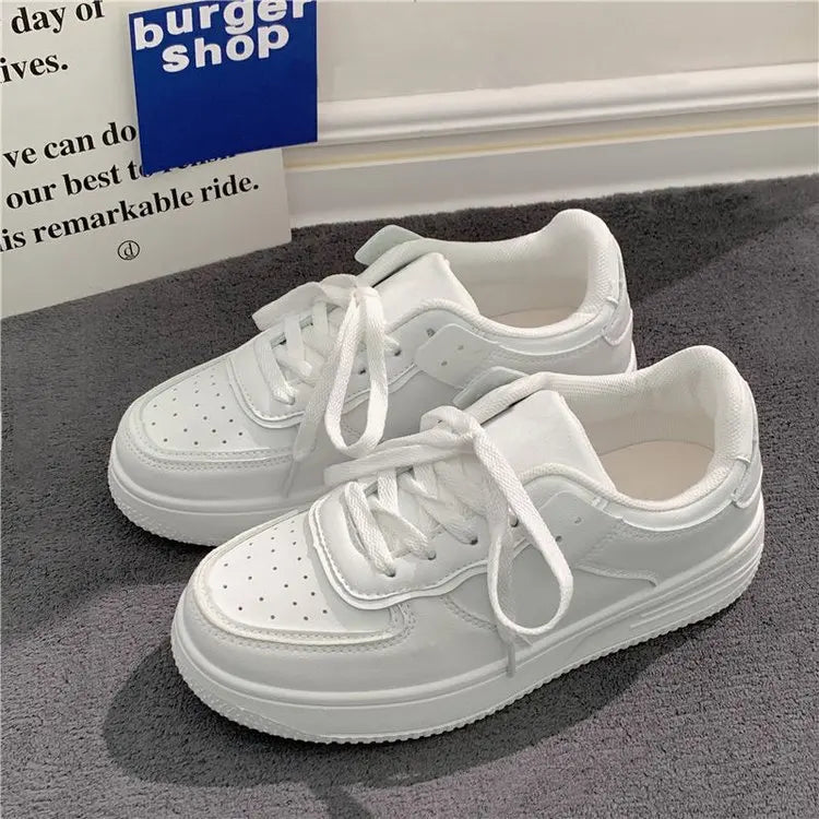All Season Student Casual White Shoes Children Solid Color Sneaker Kids Soft Soled Versatile Casual Board Shoes Front Lacing