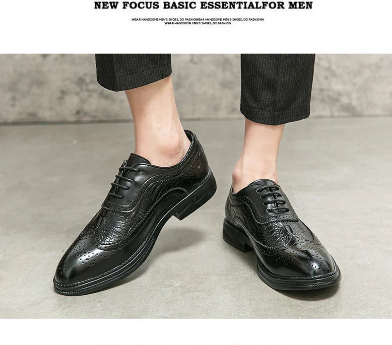 Men Suit Casual Shoes Luxury Men Brogue Dress Shoes Formal Business Leather Shoes Men Brown Wedding Italian Banquet Shoe Size 46