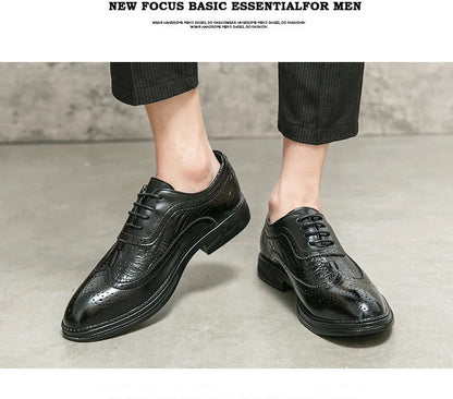 Men Suit Casual Shoes Luxury Men Brogue Dress Shoes Formal Business Leather Shoes Men Brown Wedding Italian Banquet Shoe Size 46