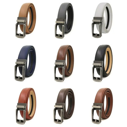 Men's Click Belt Automatic Buckle 110cm 120cm 130cm Comfort Leather Ratchet Dress with Slide Buckle Adjustable Trim