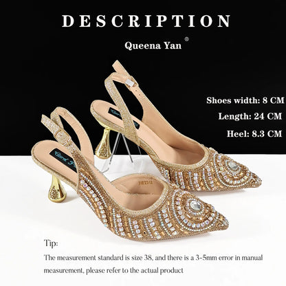 Newest INS Style Elegant High Heels Pointed-Toe Nigeria Popular Design African Ladies Shoes And Bag Set
