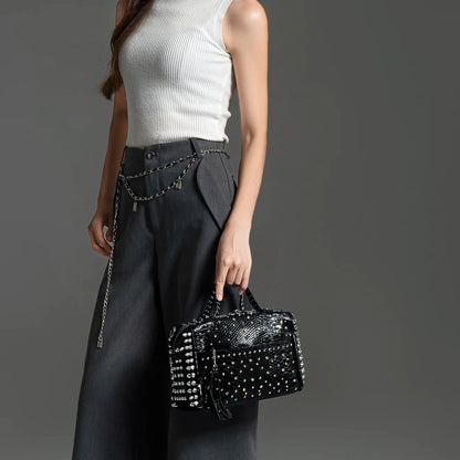 Women's bag luxury designer purses and handbags Shoulder bags vintage Rivet tote bag for women Large capacity travel bag purse