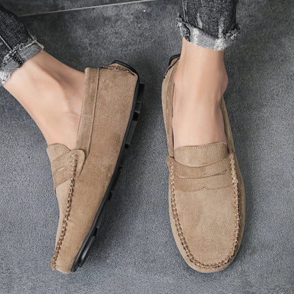 Sapatos Masculinos Casuais de Camurça, Respiráveis, de Couro, Loafers Masculinos, Slip-on, Sapatos de Dirigir Masculinos, Marca de Luxo, Sapatos Náuticos Confortáveis