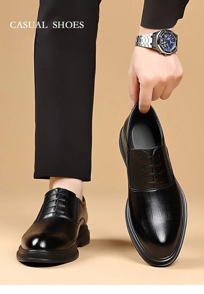 Men Dress Shoes Black Soft Leather Men Heighten Formal Shoes Casual Business Men Oxfords Suit Shoes