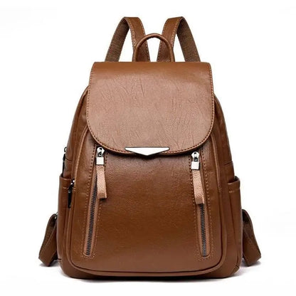Luxury Backpack For Women Soft PU Leather Backpack Travel Large Capacity School Bag Double Zipper Business Knapsack