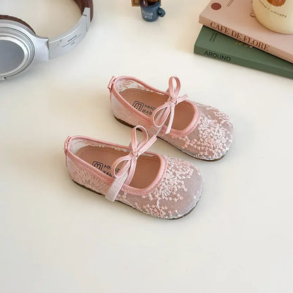 2025 Children Sandals for Girls Summer New Fashion Korean Style Soft Bottom Anti-slippery Versatile Chic Princess Mesh Shoes