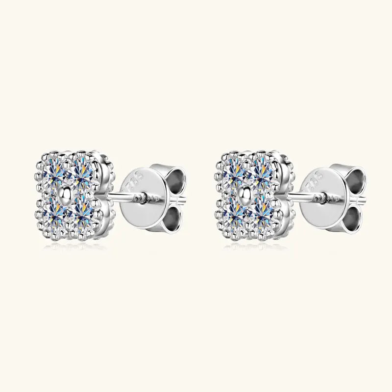 3mm D Moissanite Jewelry Set Clover Flower Pendant Necklace Earrings Bracelet 3 in 1 Sets for Women 925 Silver Charm Gifts