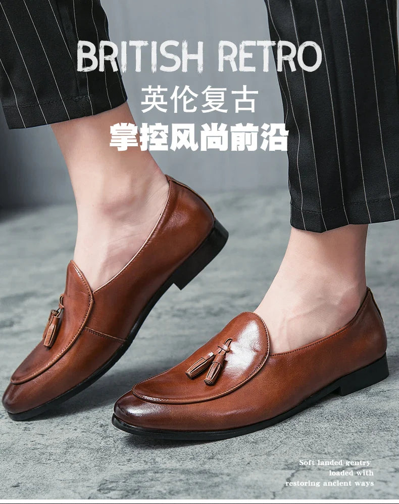 Fashion Tassel Formal Shoes 2025 New Classic Men Business Shoes Italy Luxury Moccasins Prom Men Casual Loafers Party Flats
