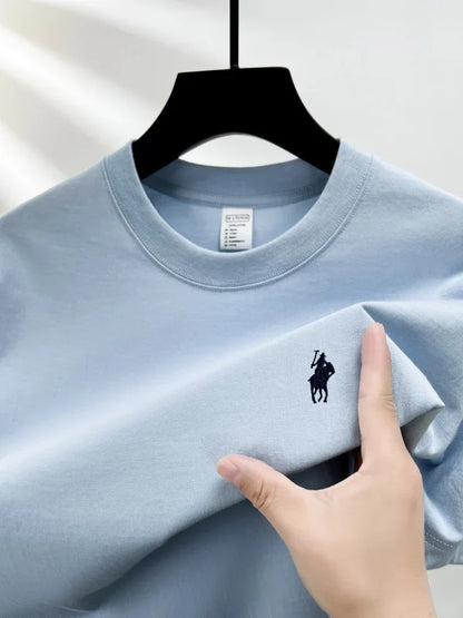 Luxury brand short sleeve men's round neck T-shirt summer fashion classic pony embroidery design 100cotton breathable casual top