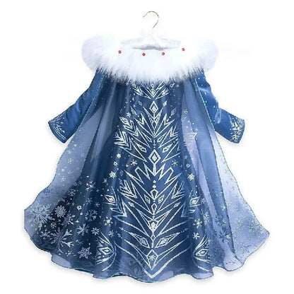 Girls Princess Dress Cosplay Elsa Children Snow Queen Costume Kids Halloween Carnival Birthday Holiday Party Dress