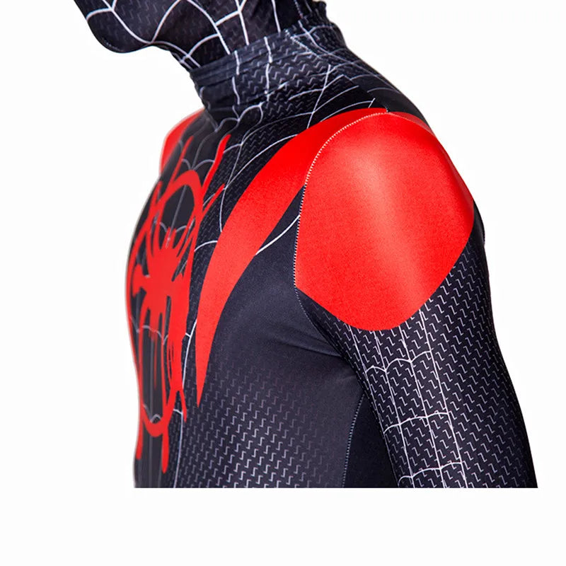 Kids Superhero Bodysuit Miles Cosplay Peter Parker Cartoon Costume Halloween Hooded Set Holiday Costume Jumpsuit Hoodie Separate