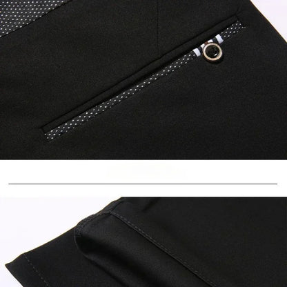Spring and Autumn Men's Suit Pants Elastic Stretch Dress Pants Slim Male Casual Trousers Straight Leg Formal Black Blue