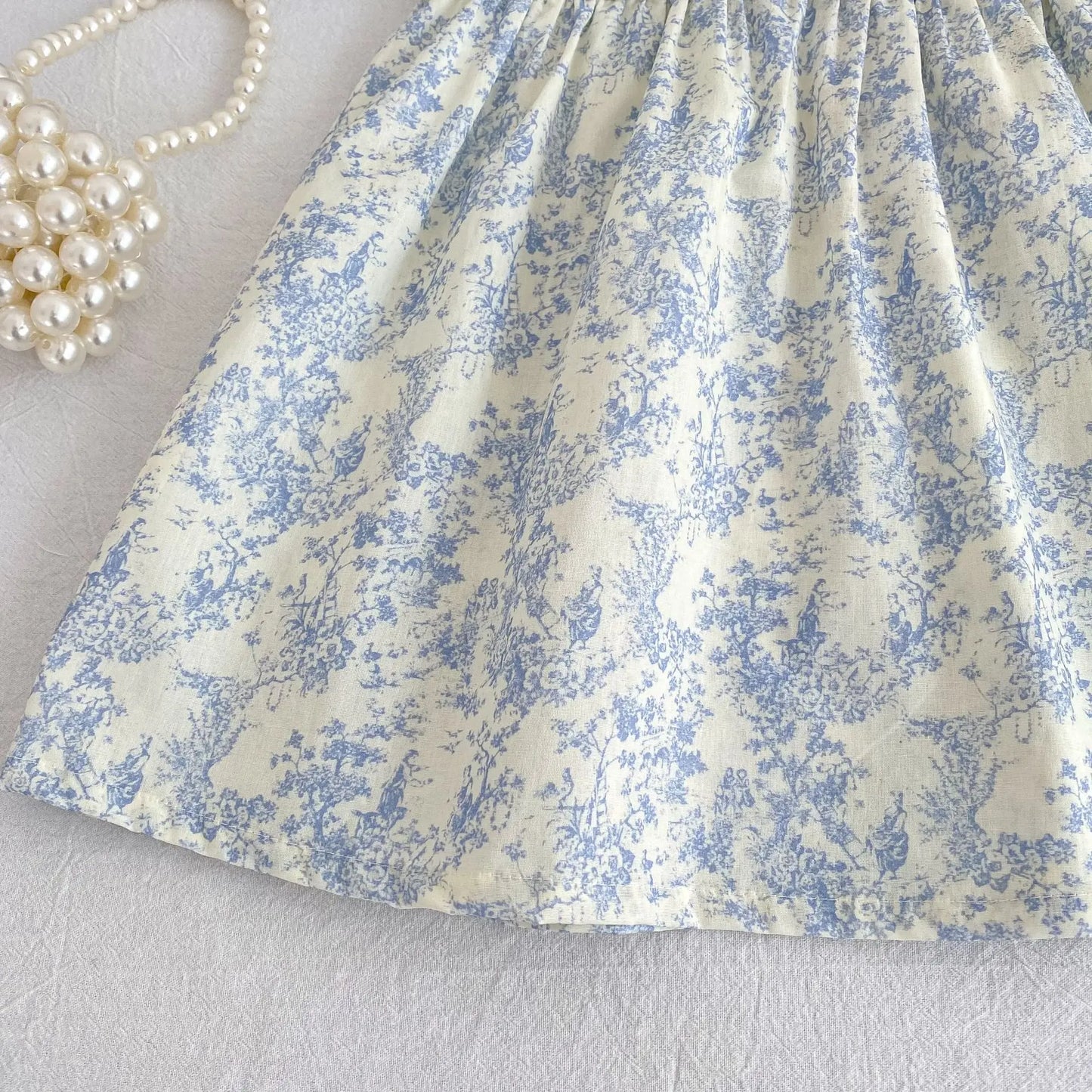 2026 Novo Vestido de Verão para Meninas Crianças 2-6 Anos Vestido de Manga Curta Bufante Estampa Floral Gola Franzida Algodão Doce