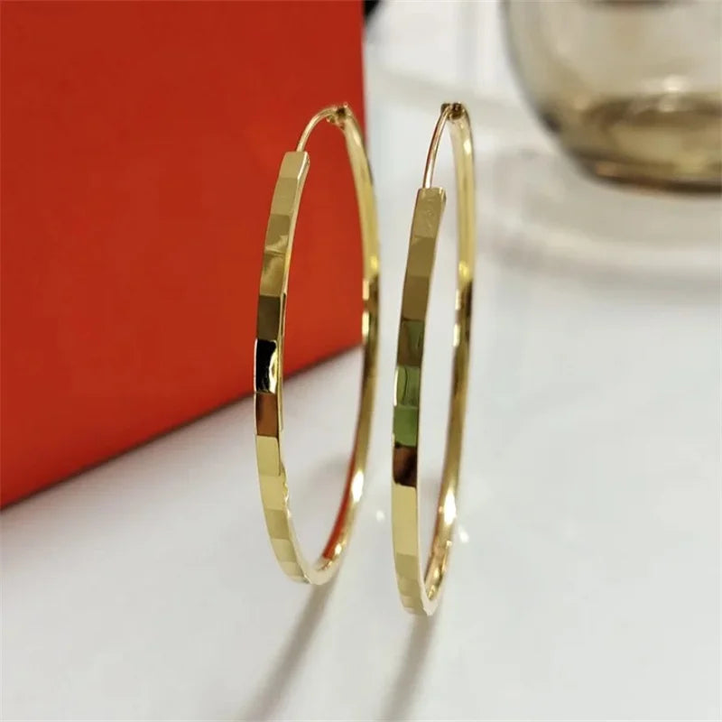 Senlissi - New Fashion 18K Gold Plated Hoop Earrings For Women 925 Sterling Silver Earring Cерьги Kольца Jewelry Girlfriend Gift