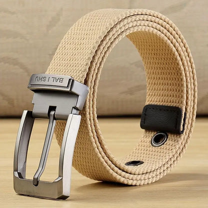 Men's Fabric Belt Canvas Belt for Drilled Webbing Casual Fashion Men's Trousers Belts Jeans Male Waist Belt Striped Strap HB072