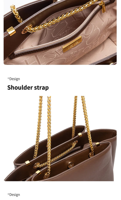 Women's Tote Bag 2026 Spring New Brown Magnetic Buckle Storage Bag Large Capacity Commuter Chain Bag