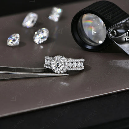 Round Cut 1.0CT Moissanite Ring 6.5mm VVS1 Diamond for Women S925 Silver Engagement Bride Jewelry Gift With Certificate