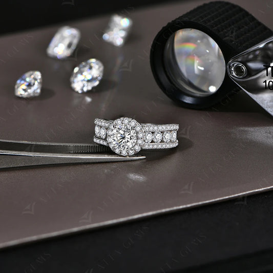 Round Cut 1.0CT Moissanite Ring 6.5mm VVS1 Diamond for Women S925 Silver Engagement Bride Jewelry Gift With Certificate