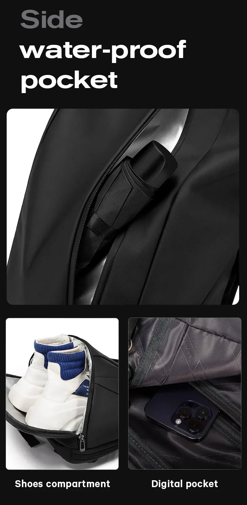 Men Fashion Backpack 15.6 inch Multifunctional Waterproof Backpack Daily Travel Bag Casual School Rucksack with Buckle