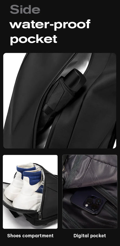 Men Fashion Backpack 15.6 inch Multifunctional Waterproof Backpack Daily Travel Bag Casual School Rucksack with Buckle
