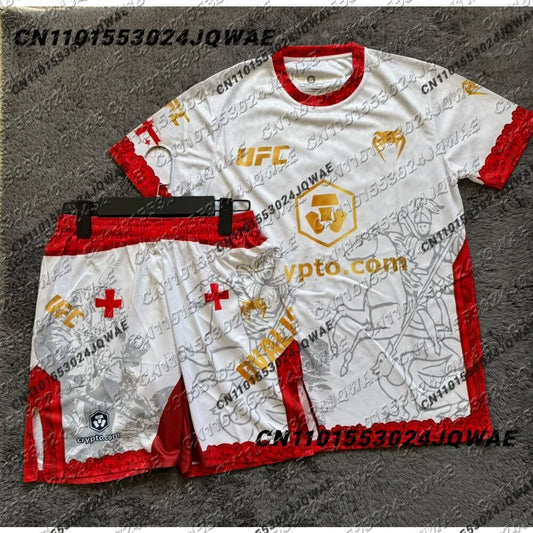 Bullfighter Merab Dvalishvili Boxing Fighting Event Tee Shorts Men Breathable Jersey Wrestling Running Sweat Absorbing Set