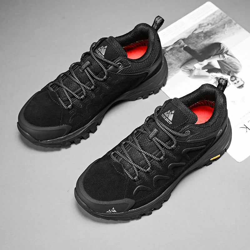 Sapatos Masculinos de Couro HIKEUP para Homens Tênis Casuais Moda Impermeável Inverno Luxo Grife Botas de Trabalho Masculinas Tênis Antiderrapantes