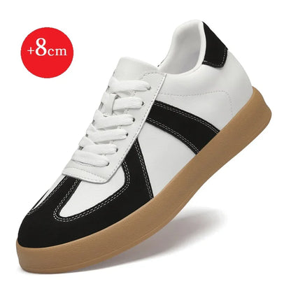 Invisible Height-Increasing Shoes 8cm German Training Shoes for Men, Summer Breathable Casual Sneakers, Genuine Leather Retro Versatile Forrest Gump Shoes 6cm