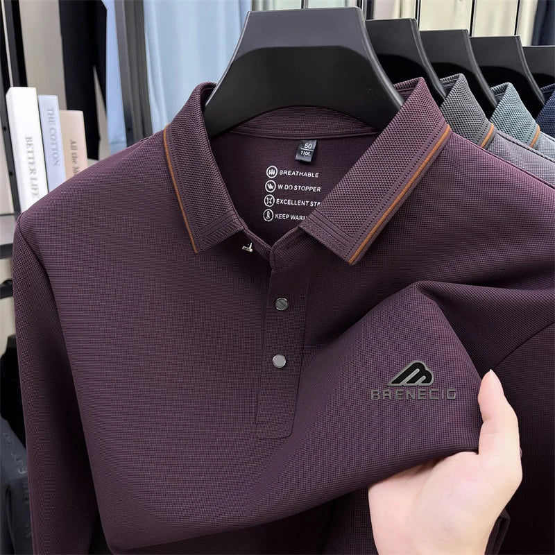 Men's long sleeved T-shirt shirt collar polo shirt 2025 spring autumn new casual wear horse logo